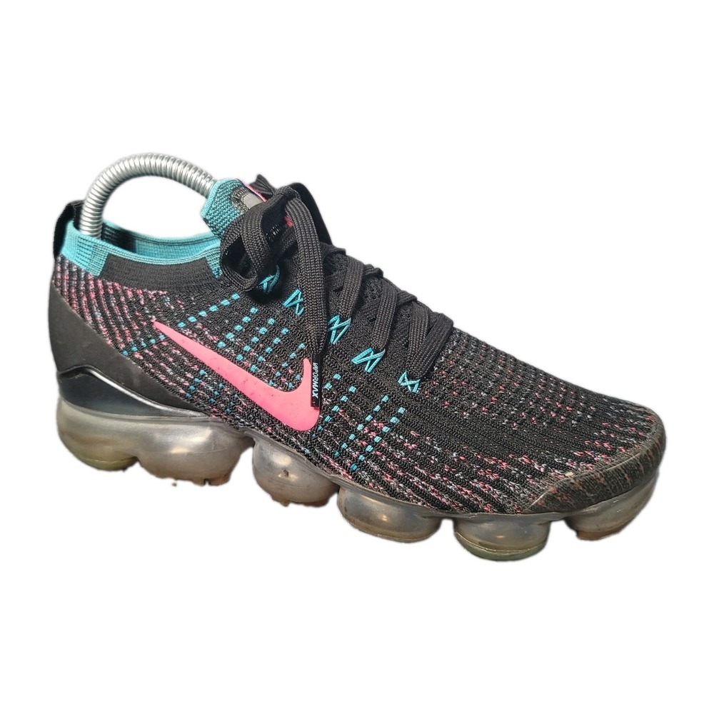Nike Air Vapormax Flyknit 3 Shoes Womens Size 9 Black Pink Blue Running Sneakers